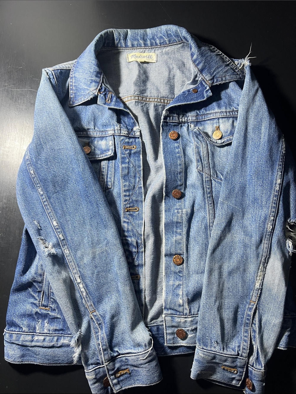 Madewell Light Blue Distressed Denim Trucker Jacket